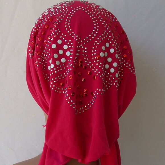 Pink Pre-Tied Stud Fashion Cap Slip On Bonnet Hijab Undercap #4 - Picture 2 of 3